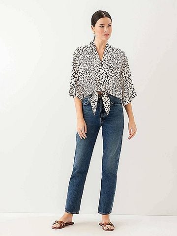 Fifteen Twenty Bernice Tie-Front Top in Print (view 2)