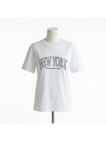 Ambar New York City Printed Short Sleeve T-Shirt in White (view 1)