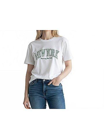 Ambar New York City Printed Short Sleeve T-Shirt in White (view 2)