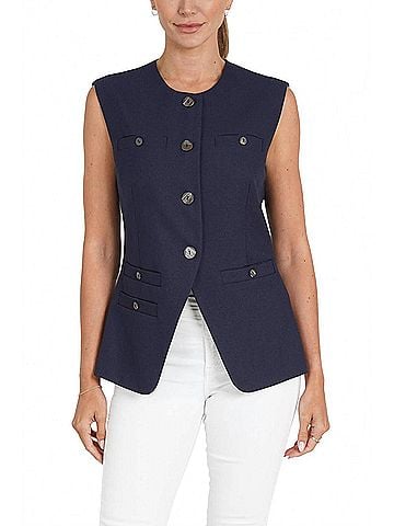 Love Token Hailey Woven Vest in Navy (view 2)