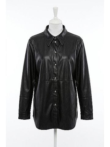 Dolce Cabo Vegan Leather Long Sleeve Shirt in Black (view 1)