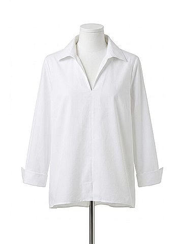 Foxcroft Agnes Long Sleeve Top in White (view 1)