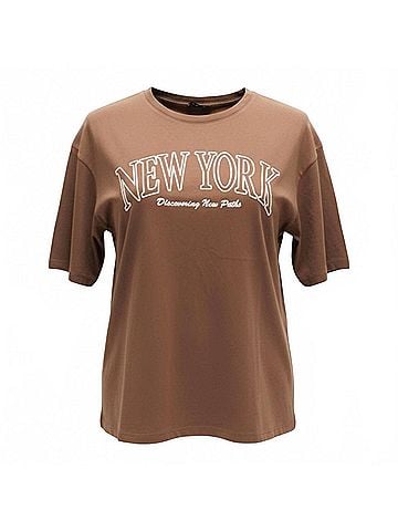 Ambar New York City Logo Relaxed Fit T-Shirt in Brown (view 1)
