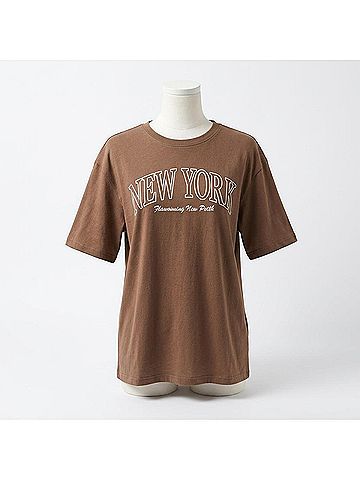 Ambar New York City Logo Relaxed Fit T-Shirt in Brown (view 2)