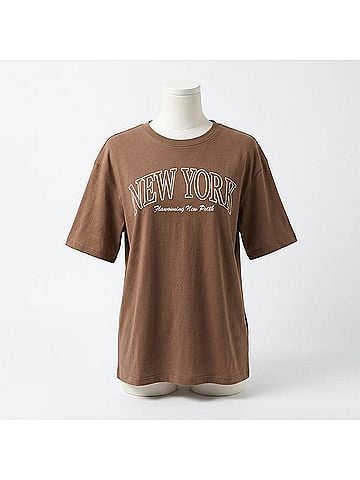Ambar New York City Logo Relaxed Fit T-Shirt in Brown (view 2)