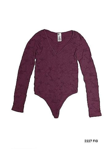 Nikibiki Women's Lace Textured Bodysuit in Fig (view 1)