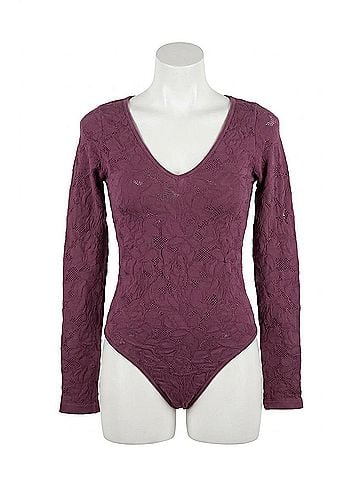 Nikibiki Women's Lace Textured Bodysuit in Fig (view 2)