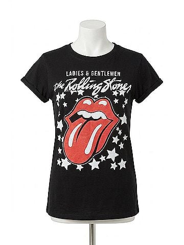 Recycled Karma Rolling Stones Stars Tee in Black/Multi (view 1)