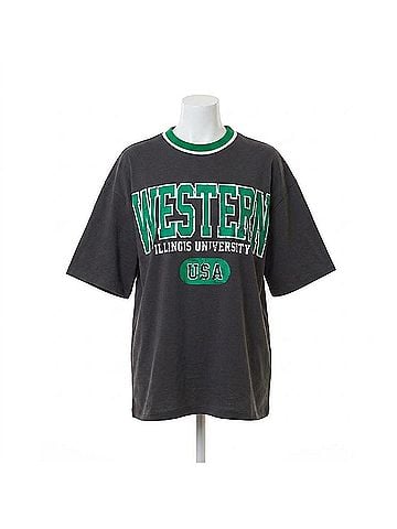 Ambar Western Logo Relaxed Fit T-Shirt in Antracite (view 1)