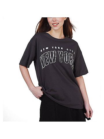 Ambar New York City Logo Relaxed Fit T-Shirt in Antracite (view 2)