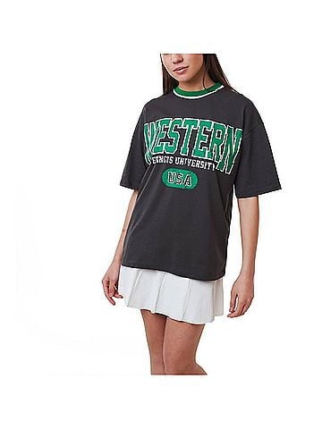 Ambar Western Logo Relaxed Fit T-Shirt in Antracite (view 2)