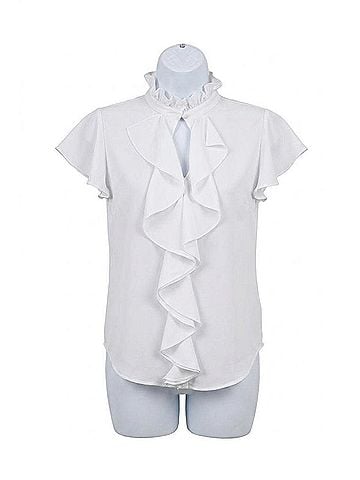 Love Token Trixie Cascade Ruffled Sleeve Blouse in White (view 1)