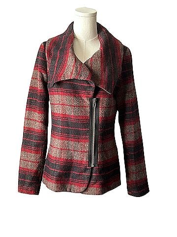 BB Dakota Plaid Asymmetric Zip Jacket Jacket (view 1)