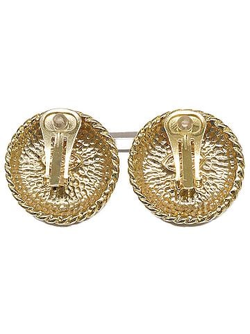 Chanel CHANEL Chanel Excellent Condition Coco Mark Rhinestone Earrings Gold x Black Women's (view 2)