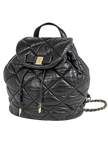 Salvatore Ferragamo Salvatore Ferragamo backpack, Vara ribbon, quilted leather, black, women's. (view 1)
