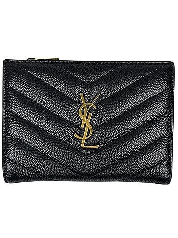 Yves Saint Laurent Yves Saint Laurent bi-fold leather wallet, black, 668287, women's. (view 1)