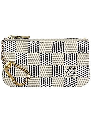 Louis Vuitton Louis Vuitton Pochette Clé Wallet/Coin Case with Keyring, Damier Azur White, N62659, Women's (view 1)