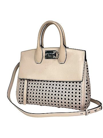 Salvatore Ferragamo Salvatore Ferragamo handbag, Studio SYUDIO Gancini 2-way perforated leather, ivory, H692, women's. (view 1)