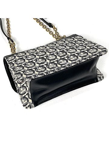 Salvatore Ferragamo Salvatore Ferragamo Shoulder Bag, Double Gancini, Canvas, Ivory/Black, H499, Women's (view 2)