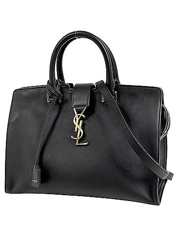 Yves Saint Laurent Yves Saint Laurent Cabas Small 2-Way Leather Handbag, Black, 394461, Women's (view 1)