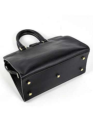 Yves Saint Laurent Yves Saint Laurent Cabas Small 2-Way Leather Handbag, Black, 394461, Women's (view 2)
