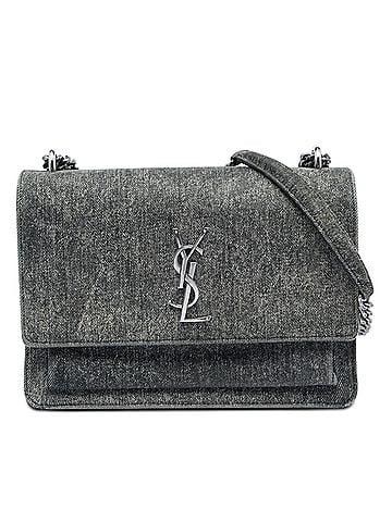 Saint Laurent Medium Denim Monogram Sunset Crossbody (view 1)