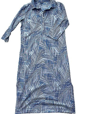 Vineyard Vines Blue Palm-Print Maxi Shirt Dress Casual Dress (view 1)