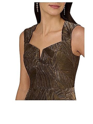 Adrianna Papell Metallic Bronze High-Low Cocktail Dress Cocktail Dress (view 2)