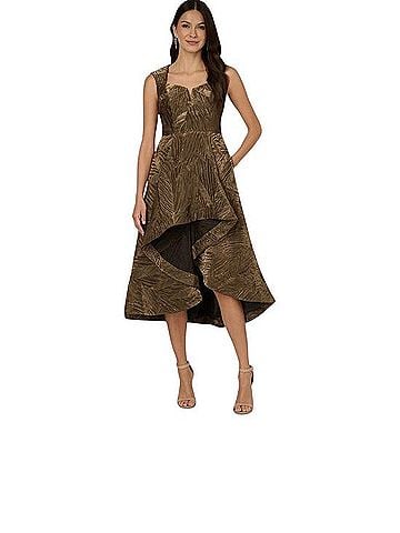 Adrianna Papell Metallic Bronze High-Low Cocktail Dress Cocktail Dress (view 1)