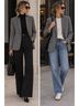 Vince. Chevron-herringbone Gray Vince. Wool Blazer Size 2 - photo 3