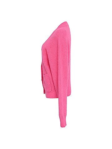 Ganni Ganni Knitted Crystal Buttoned Cardigan in Pink Wool (view 2)