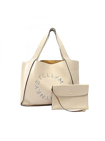 Stella McCartney Stella McCartney Logo Tote Bag Handbag, Faux Leather, Women's, Ivory, 502793 (view 1)