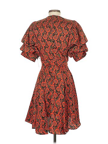1.State Printed V-Neck Tiered Bubble Puff Sleeve Mini 1.State Cocktail Dress (view 2)