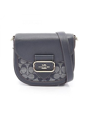 Coach Coach Morgan Saddle Bag Signature Shoulder Handbag Leather Canvas Women's Navy CH143 (view 1)