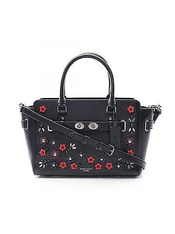 Coach Coach Blake Carryall Flower 2-Way Handbag, Leather, Women's, Black (F59450) (view 1)