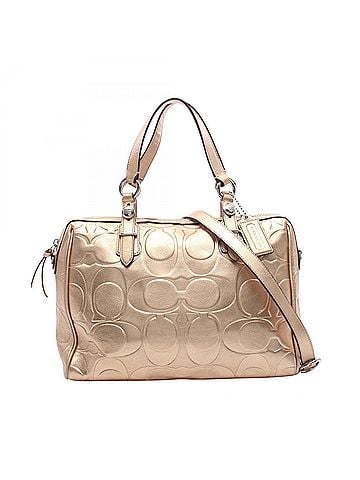 Coach Coach Signature 2-Way Handbag, Leather, Women's, Gold Tone, F17992 (view 1)