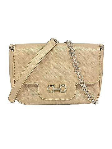 Salvatore Ferragamo Salvatore Ferragamo Gancini Leather Shoulder Bag, Beige, Women's (view 1)