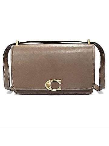 Coach COACH CC416 Bandit Shoulder Bag with Charm, Leather Crossbody Bag, Brown Gold Hardware, Women's (view 1)