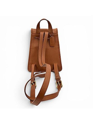 Coach COACH Vintage 9960 Glove Leather Backpack with Logo Charm, Brown, Gold Hardware, Women's (view 2)