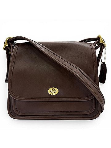 Coach COACH Vintage 9061 Old Coach Rambler Turnlock Flap Leather Shoulder Bag, Brown, Women's (view 1)