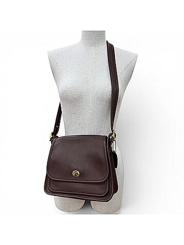 Coach COACH Vintage 9061 Old Coach Rambler Turnlock Flap Leather Shoulder Bag, Brown, Women's (view 2)