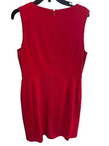 Tahari Red Sleeveless Sheath Dress with Front Drape Cocktail Dress (view 2)