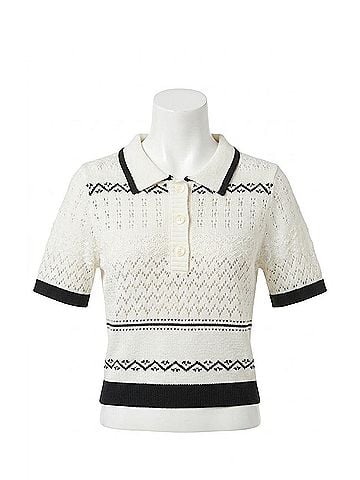 Central Park West North Nautical Polo Top in Ivory (view 1)