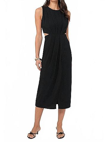 Greylin Ednis Side Cut Out Midi Dress in Black (view 2)