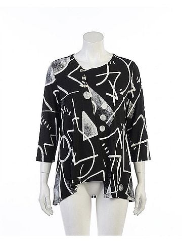 Jess & Jane Art School Top in Black/White (view 1)