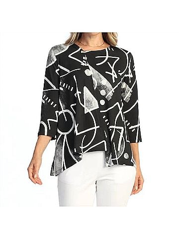 Jess & Jane Art School Top in Black/White (view 2)