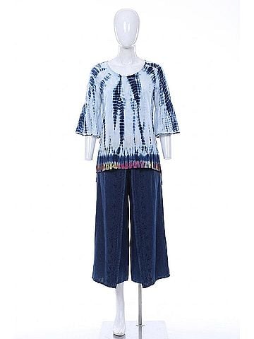 Parsley & Sage Tie Dye Bohemian Top in Blue (view 1)