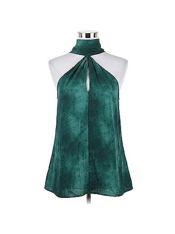 Ariella High Neck Tie-Dye Keyhole Top in ,Emerald (view 1)
