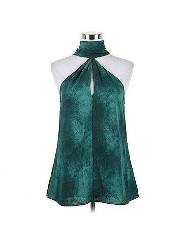 Ariella High Neck Tie-Dye Keyhole Top in ,Emerald (view 1)