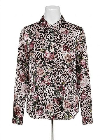 L'Agence Tyler Silk Blouse in Rose Cheetah (view 1)